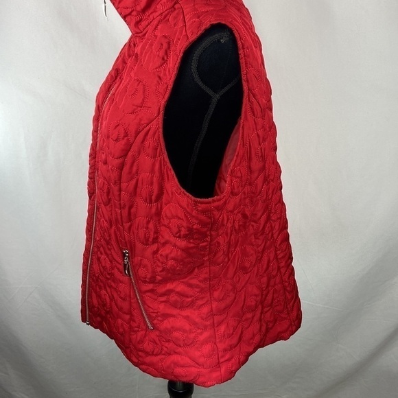 Christopher & Banks Red Embroidered Zippered Vest - Picture 6 of 10